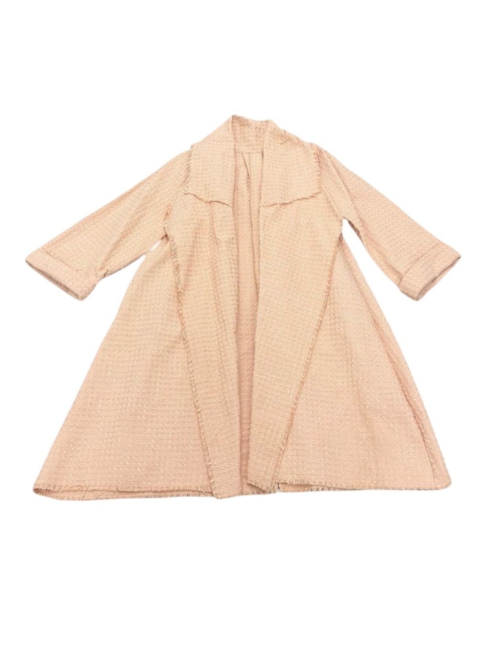 Vintage Women’s Peach Cotton Textured Robe / Duster 1970s